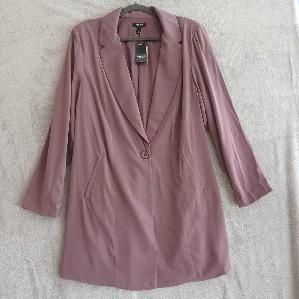 Torrid Blazer 3X Mauve Purple New Mid Length Career Office Preppy Casual  Womens
